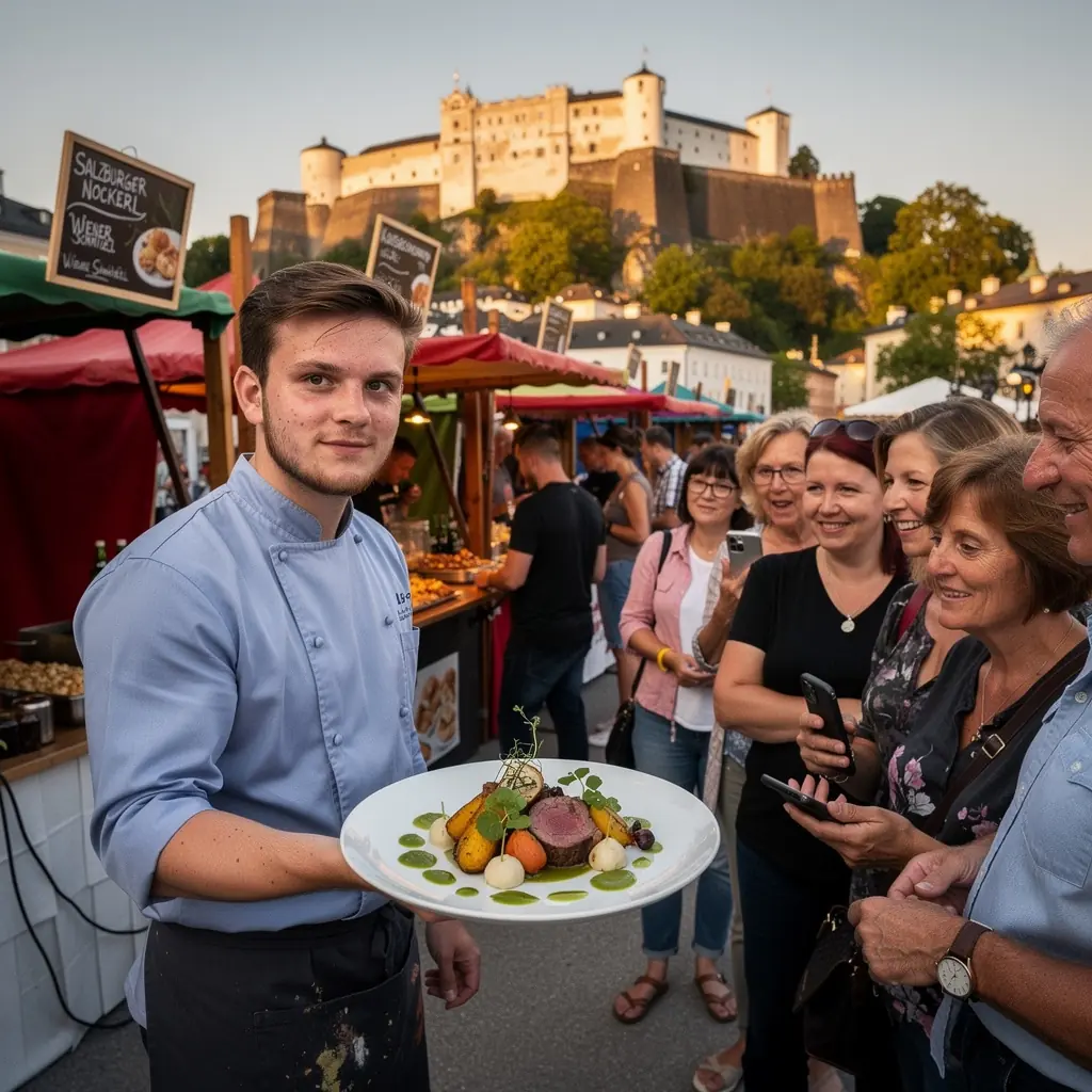 Ein Teller mit verschiedenen Tapas, die farblich harmonisch und ansprechend angerichtet sind.