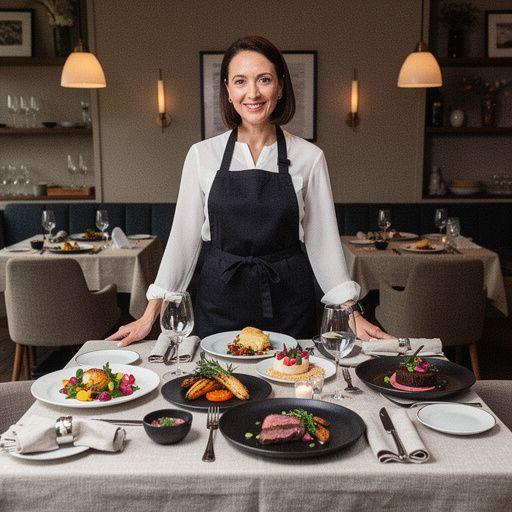 Ein Dessertteller mit schokoladiger Mousse und frischen Beeren, dekoriert mit essbaren Blüten.